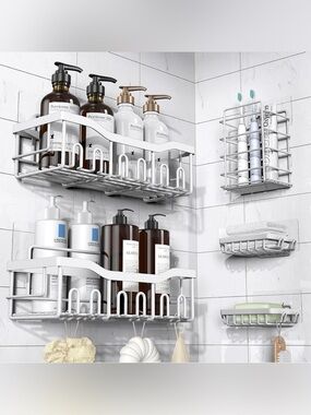 Shower Caddy 5 Pack,Adhesive Shower Organizer for Bathroom